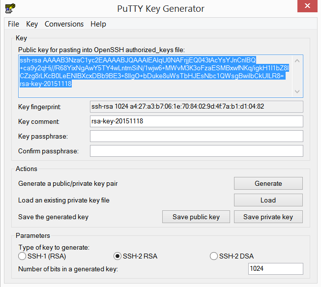 Putty generate ppk from private keys